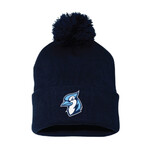 Navy Pom Pom Knit Cap